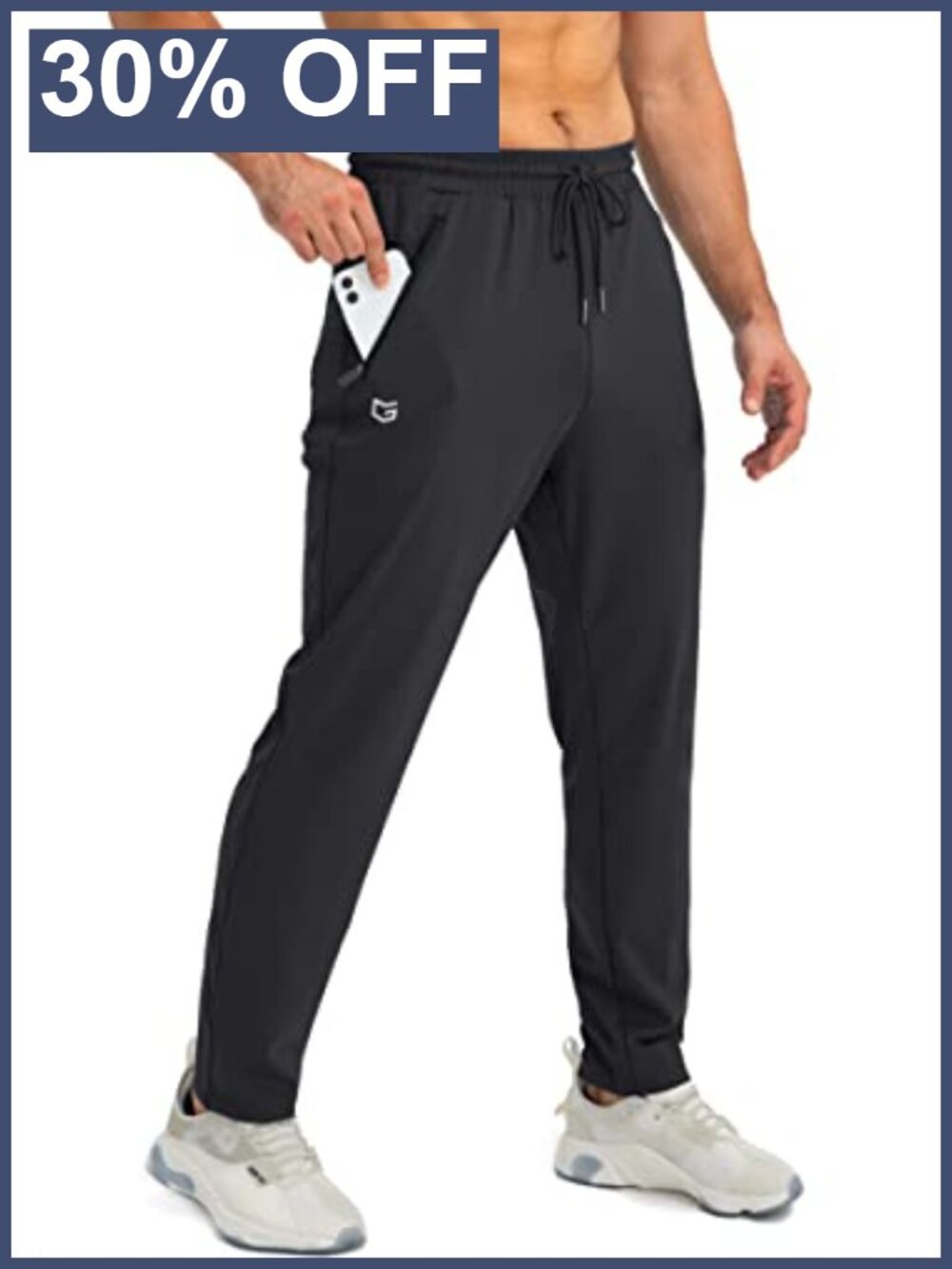 Men's Tapered Sweatpants with 3 Zipper Pockets Drawstring Joggers